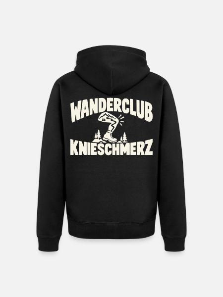 Wanderclub Knieschmerz Wandern Humor - Unisex Premium Bio Zip Hoodie - Schwarz