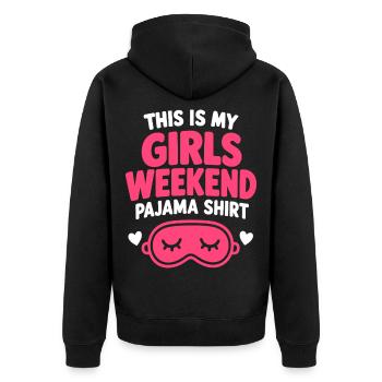 Mädchen-Wochenend-Pyjamashirt - Unisex Premium Bio Zip Hoodie - Schwarz - Hinten - Nico (187cm)