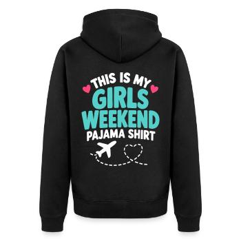 Mädchen-Wochenend-Pyjama-Hemd-Reiseflugzeug - Unisex Premium Bio Zip Hoodie - Schwarz - Hinten - Nico (187cm)