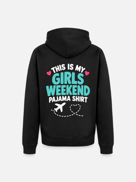 Mädchen-Wochenend-Pyjama-Hemd-Reiseflugzeug - Unisex Premium Bio Zip Hoodie - Schwarz
