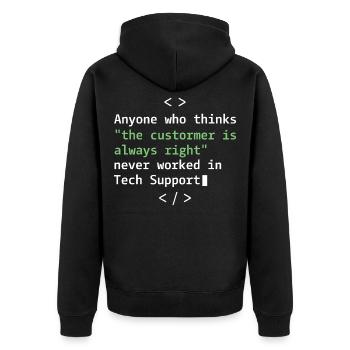 Tech Support Humor für Kundendienst - Unisex Premium Bio Zip Hoodie - Schwarz - Hinten - Nico (187cm)