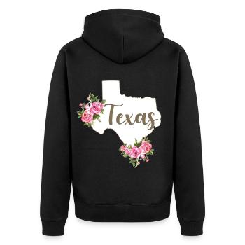 Texas Karte Blumen Floral Western Cowgirl Texas - Unisex Premium Bio Zip Hoodie - Schwarz - Hinten - Nico (187cm)