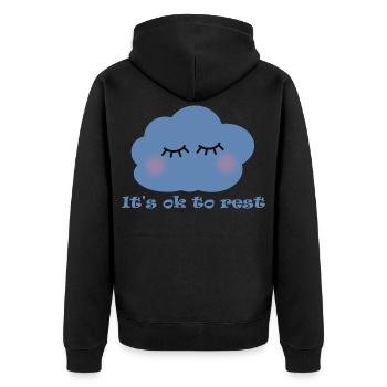 Es ist okay zu ruhen – süße Ästhetik für psychische Gesundheit - Unisex Premium Bio Zip Hoodie - Schwarz - Hinten - Nico (187cm)