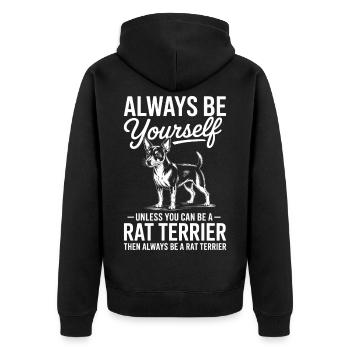 Rat Terrier Sprüche Lustiges Rat Terrier Geschenk  - Unisex Premium Bio Zip Hoodie - Schwarz - Hinten - Nico (187cm)