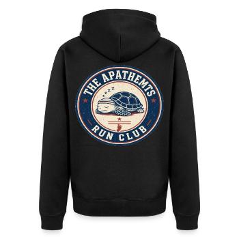 Schlafende Schildkröte Run Club - Unisex Premium Bio Zip Hoodie - Schwarz - Hinten - Nico (187cm)