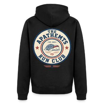 Schildkröten Run Club - Unisex Premium Bio Zip Hoodie - Schwarz - Hinten - Nico (187cm)