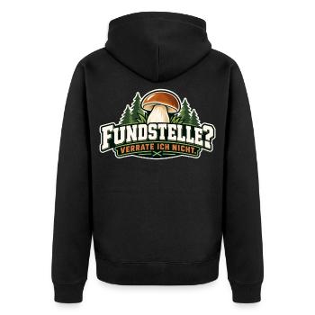 Fundstelle? Verrate ich Nicht - Unisex Premium Bio Zip Hoodie - Schwarz - Hinten - Nico (187cm)