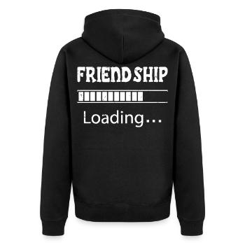 Freundschaft lädt - Unisex Premium Bio Zip Hoodie - Schwarz - Hinten - Nico (187cm)