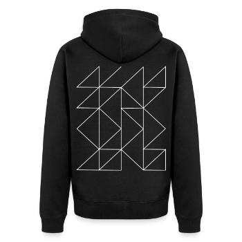 Linienmosaikgeometrie - Unisex Premium Bio Zip Hoodie - Schwarz - Hinten - Nico (187cm)