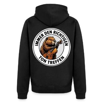 Biber Bratsche T-Shirt Motiv Musiker Geschenk - Unisex Premium Bio Zip Hoodie - Schwarz - Hinten - Nico (187cm)