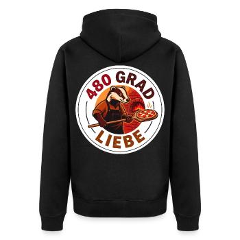 Neapel Pizza Bäcker 480 Grad Gastronomie Motiv - Unisex Premium Bio Zip Hoodie - Schwarz - Hinten - Nico (187cm)