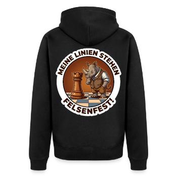 Fernschach Experte Meine Linien stehen felsenfest - Unisex Premium Bio Zip Hoodie - Schwarz - Hinten - Nico (187cm)