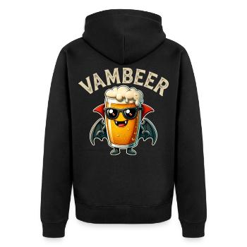 Vambier Lustiger Bier Vampir Retro Comic Halloween - Unisex Premium Bio Zip Hoodie - Schwarz - Hinten - Nico (187cm)