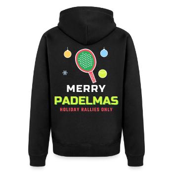 Frohe Padelmas lustige Weihnachten Padelspieler - Unisex Premium Bio Zip Hoodie - Schwarz - Hinten - Nico (187cm)