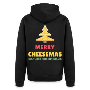 Fröhliche Cheesemas Lustiger Weihnachtskäse - Unisex Premium Bio Zip Hoodie - Schwarz - Hinten - Nico (187cm)