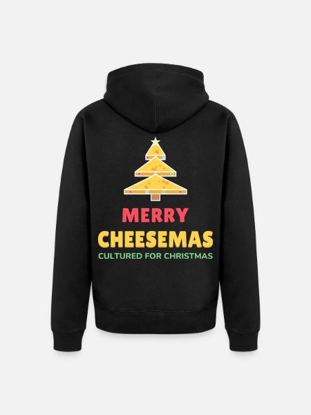 Fröhliche Cheesemas Lustiger Weihnachtskäse - Unisex Premium Bio Zip Hoodie - Schwarz
