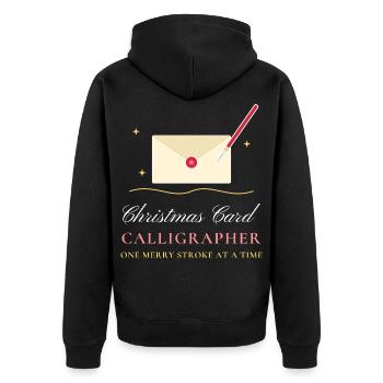 Weihnachtskarten-Kalligraph Handschrift - Unisex Premium Bio Zip Hoodie - Schwarz - Hinten - Nico (187cm)