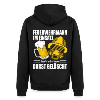 Feuerwehrmann im Einsatz Durst gelöscht Bier - Unisex Premium Bio Zip Hoodie - Schwarz - Hinten - Nico (187cm)