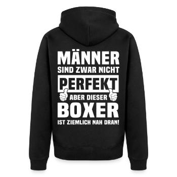Boxer - Unisex Premium Bio Zip Hoodie - Schwarz - Hinten - Nico (187cm)