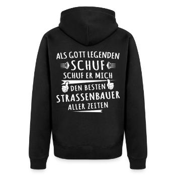 Strassenbauer - Unisex Premium Bio Zip Hoodie - Schwarz - Hinten - Nico (187cm)