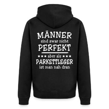 Parkettleger Männer - Unisex Premium Bio Zip Hoodie - Schwarz - Hinten - Nico (187cm)