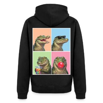 Krokodile Krokodil - Unisex Premium Bio Zip Hoodie - Schwarz - Hinten - Nico (187cm)