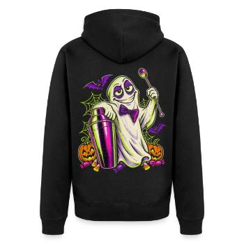 Halloween Geist Barkeeper für Nachtschicht Barteam - Unisex Premium Bio Zip Hoodie - Schwarz - Hinten - Nico (187cm)