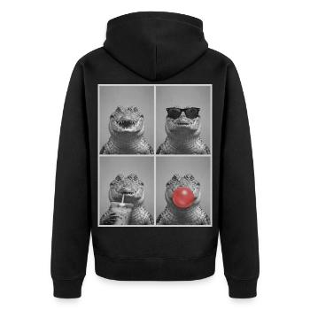 Krokodile Krokodil - Unisex Premium Bio Zip Hoodie - Schwarz - Hinten - Nico (187cm)