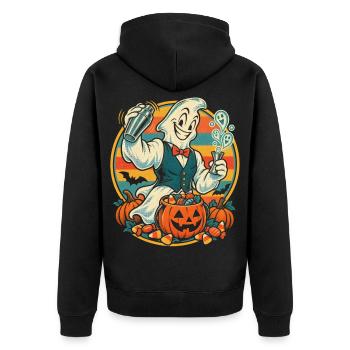 Halloween Barkeeper Geist mit Cocktailshaker für - Unisex Premium Bio Zip Hoodie - Schwarz - Hinten - Nico (187cm)