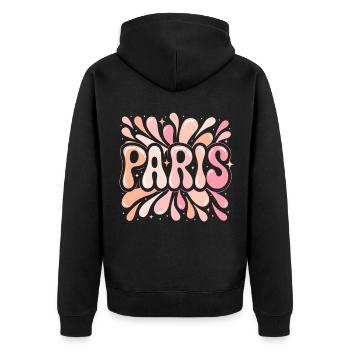 Paris Pastel Pop Art Mädchen Chic - Unisex Premium Bio Zip Hoodie - Schwarz - Hinten - Nico (187cm)