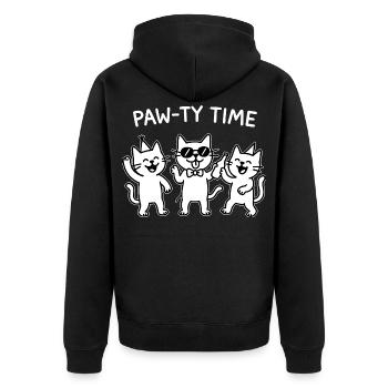 Paw-ty Time – Katzen feiern (für dunkle Shirts) - Unisex Premium Bio Zip Hoodie - Schwarz - Hinten - Nico (187cm)
