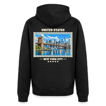 Vereinigte Staaten New York City Vintage Reise - Unisex Premium Bio Zip Hoodie - Schwarz - Hinten - Nico (187cm)