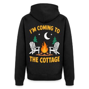 Lagerfeuernacht-Tee im Ferienhaus - Unisex Premium Bio Zip Hoodie - Schwarz - Hinten - Nico (187cm)