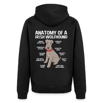 Irischer Wolfshund - Unisex Premium Bio Zip Hoodie - Schwarz - Hinten - Nico (187cm)
