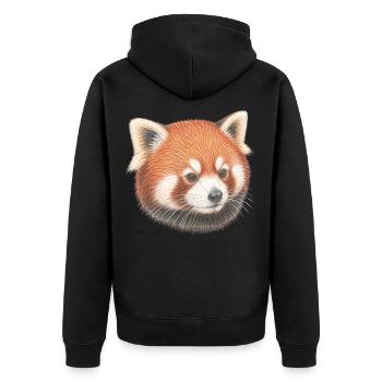 Kopfporträt des roten Pandas - Unisex Premium Bio Zip Hoodie - Schwarz - Hinten - Nico (187cm)