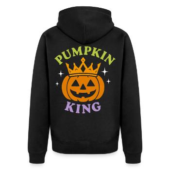 Pumpkin King Kürbis Halloween König Krone Männer - Unisex Premium Bio Zip Hoodie - Schwarz - Hinten - Nico (187cm)