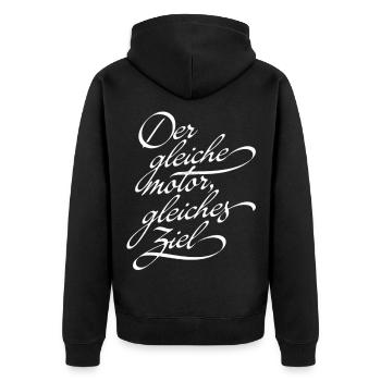 Umlaufbahn - Unisex Premium Bio Zip Hoodie - Schwarz - Hinten - Nico (187cm)