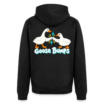 Lightning Geese Bump Lustige Gänsehaut - Unisex Premium Bio Zip Hoodie - Schwarz - Hinten - Nico (187cm)