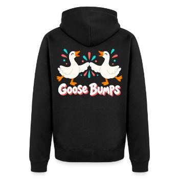Tanzende Gänse spritzen lustige Gänsehaut - Unisex Premium Bio Zip Hoodie - Schwarz - Hinten - Nico (187cm)