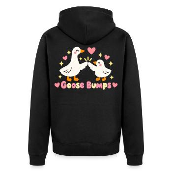 Kawaii Mama Baby Gänse Lustige Gänsehaut - Unisex Premium Bio Zip Hoodie - Schwarz - Hinten - Nico (187cm)