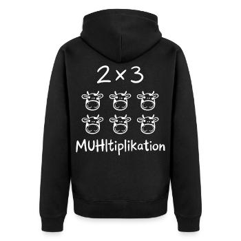 MUHltiplikation Kuh Mathe Lehrer Humor - Unisex Premium Bio Zip Hoodie - Schwarz - Hinten - Nico (187cm)