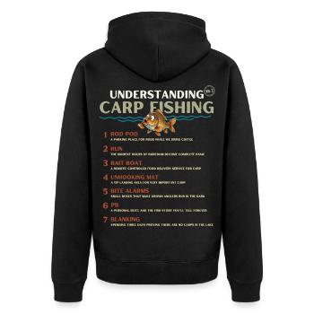 Geheime Sprache des Karpfenfischens verstehen Band 2 - Unisex Premium Bio Zip Hoodie - Schwarz - Hinten - Nico (187cm)