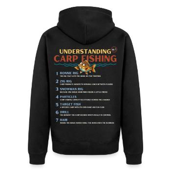 Geheimsprache des Karpfenfischens verstehen Band 3 - Unisex Premium Bio Zip Hoodie - Schwarz - Hinten - Nico (187cm)