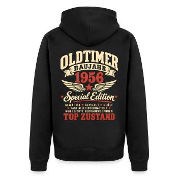 70. Geburtstag Mann Frau 70 Jahre Deko 1956 - Unisex Premium Bio Zip Hoodie - Schwarz - Hinten - Nico (187cm)