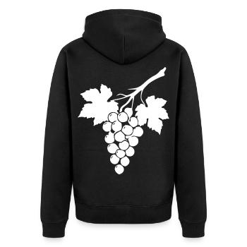 Weiße Weinrebe Weintrauben Geschenk Weintrinker  - Unisex Premium Bio Zip Hoodie - Schwarz - Hinten - Nico (187cm)