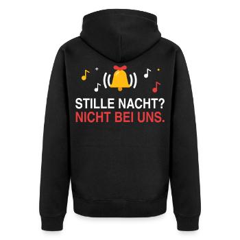 Stille Nacht? Nicht bei uns. Weihnachten laut - Unisex Premium Bio Zip Hoodie - Schwarz - Hinten - Nico (187cm)
