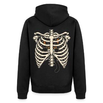 Halloween Skelett Brustkorb Katze Kostüm - Unisex Premium Bio Zip Hoodie - Schwarz - Hinten - Nico (187cm)