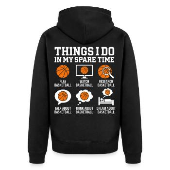 Freizeitroutinen im Basketball - Unisex Premium Bio Zip Hoodie - Schwarz - Hinten - Nico (187cm)
