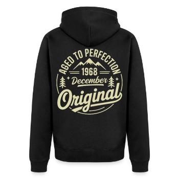 Dezember 1968 Dezember 1968 - Unisex Premium Bio Zip Hoodie - Schwarz - Hinten - Nico (187cm)
