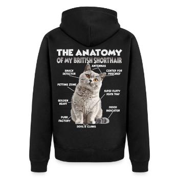  Britisch Kurzhaar T| Besitzer einer Britisch Kurz - Unisex Premium Bio Zip Hoodie - Schwarz - Hinten - Nico (187cm)